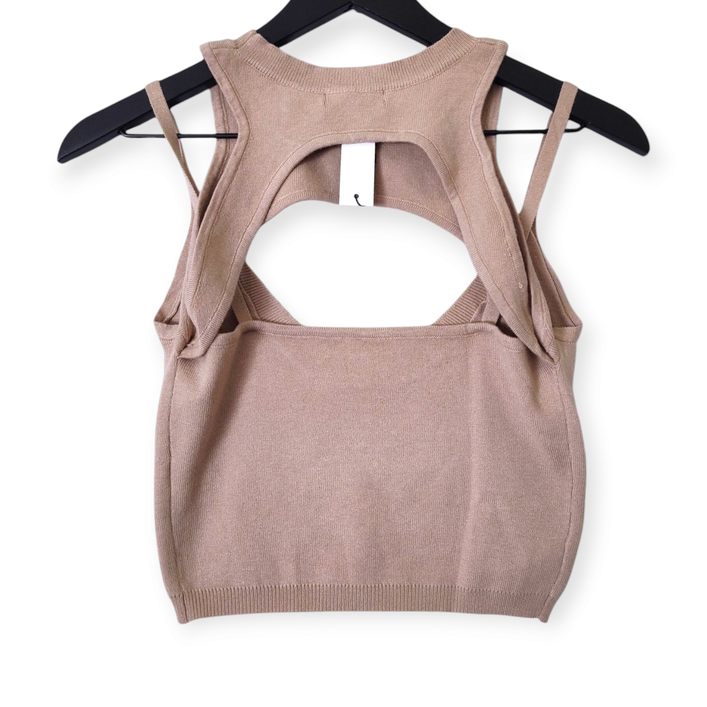 Papermoon Tan Cutout Crop Tank Top Size Small - Picture 7 of 7